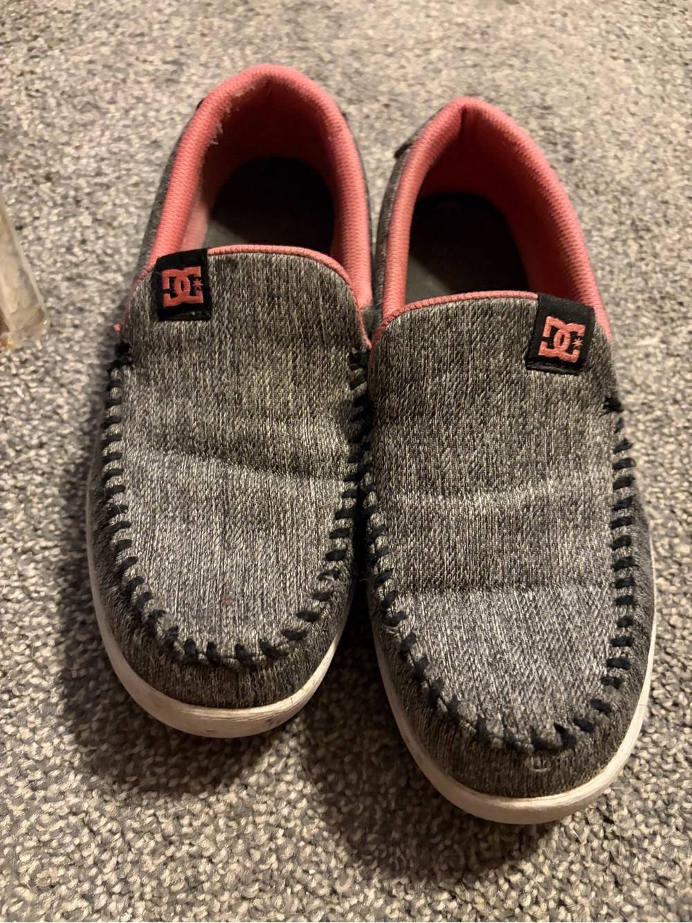 DC Women's Grey Slip-On Sneakers with Pink Lining